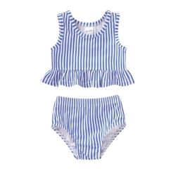 Cash Only 75234 New Baby Girl 6 - 12 Months Blue White Swimsuit Set