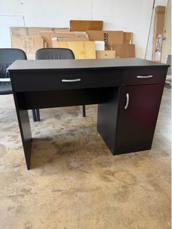 Black wooden desk