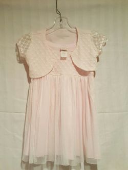 Girl's Light Pink Spaghetti Strapped Dress w/ Detachable Short Sleeved Cropped Cardigan