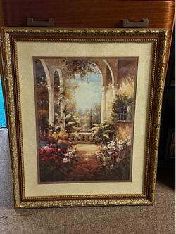 Large Tuscan Garden Scene Print.