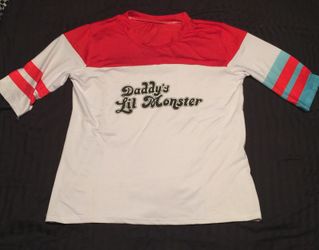 Harley Quinn Daddy’s lil monster baseball shirt M, suicide Squad, Margot Robbie Batman Joker short sleeve t-shirt NEW, Medium