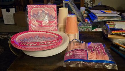 Pink and White Birthday Paper Products