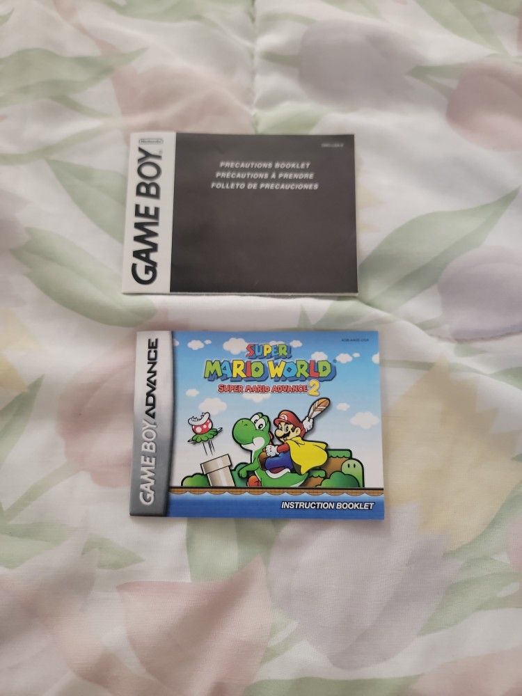 Original Game Boy Booklet Mint Condition And Super Mario World 2 Game Boy Advance Booklet Mint