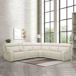 Gearhart 6-piece Leather Power Reclining Sectional with Power Headrests