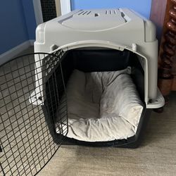 Dog Crate, Cage, And Bowls
