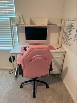 Pink iMac all in one, includes all items in photo including chair