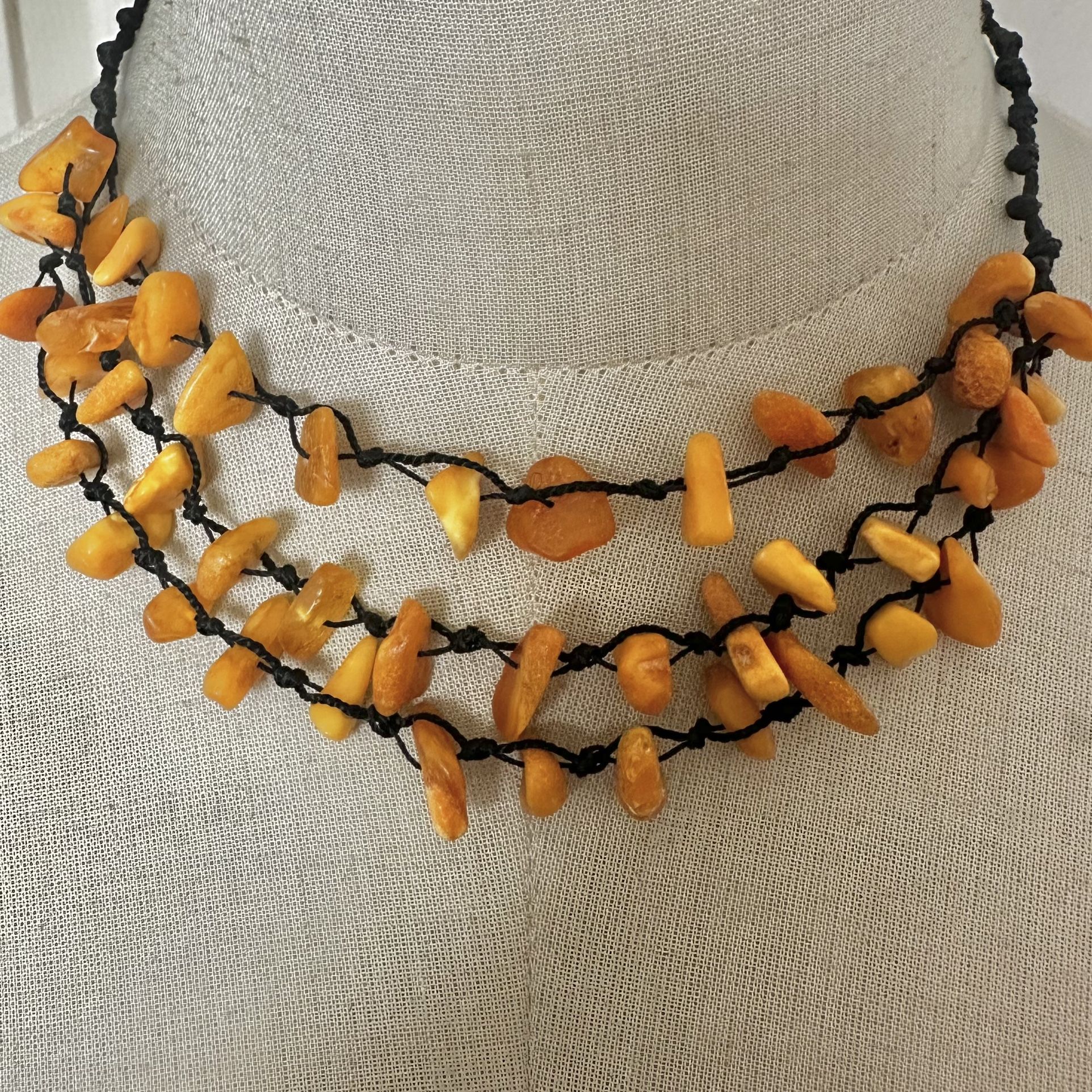 BALTIC AMBER multi strand Necklace on cord