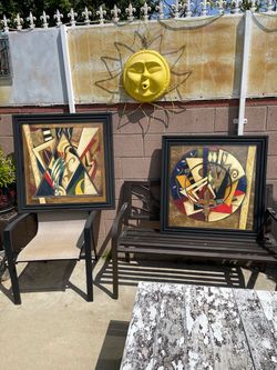 Pair of Framed Abstract Art Prints