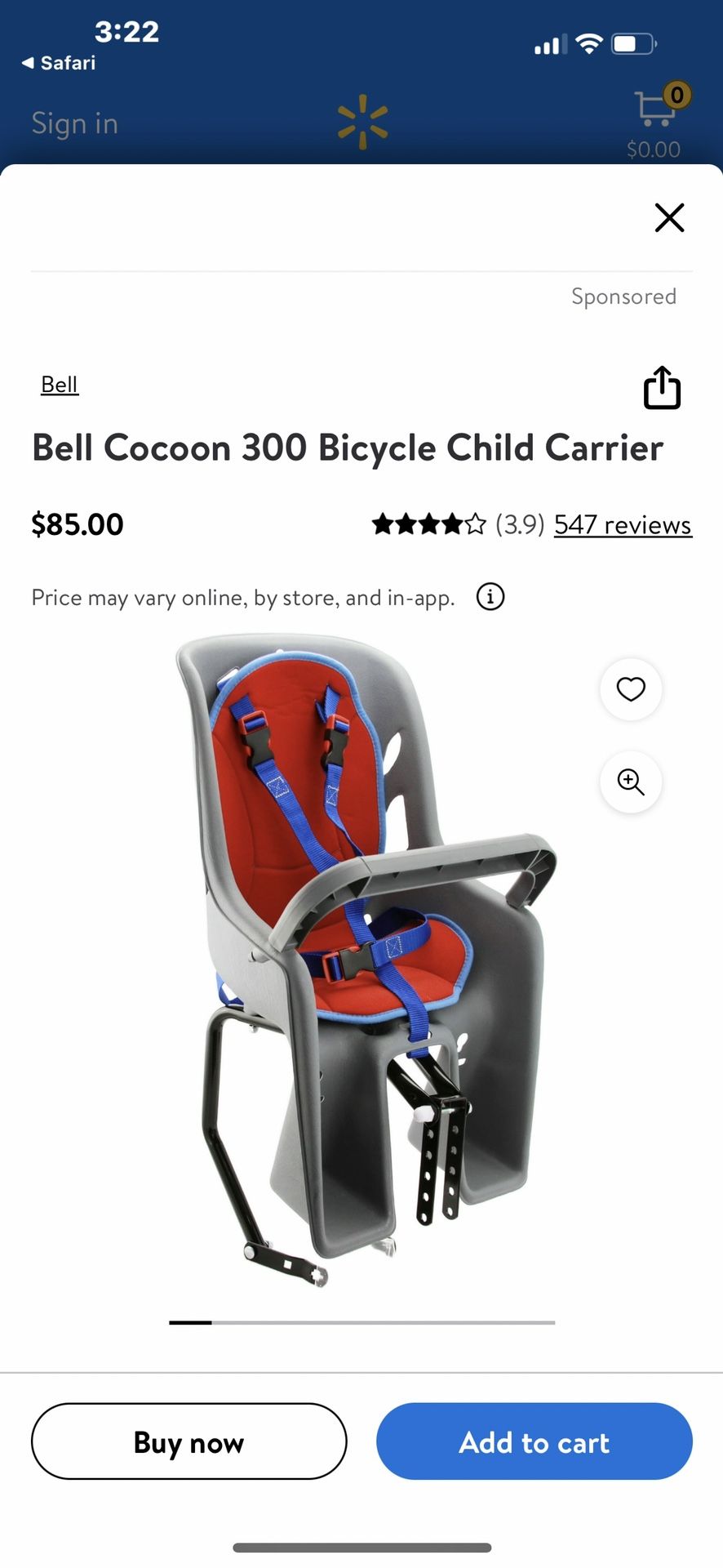 BELL COCOON 300 CHILD CARRIER