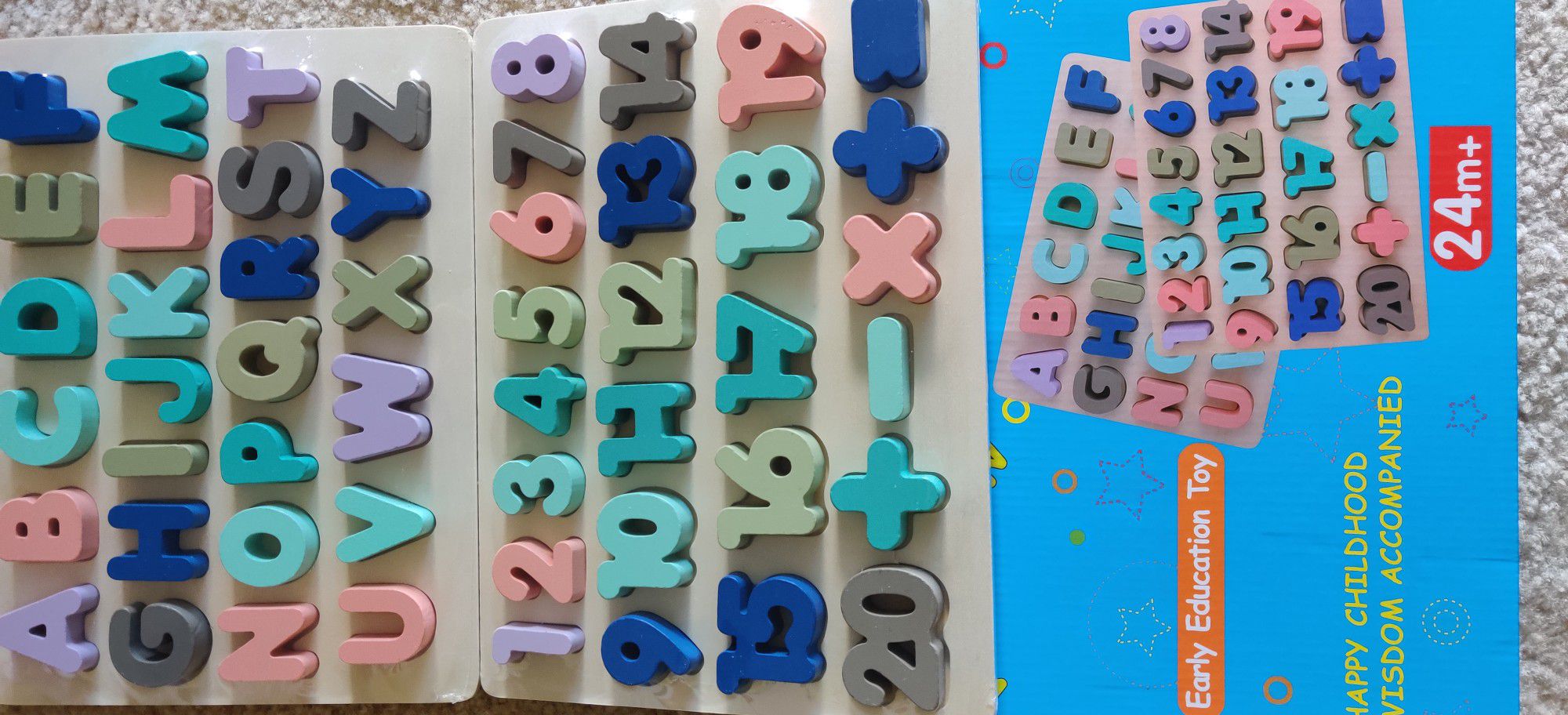 Wooden Peg Puzzles for Toddlers Alphabet & Number Puzzles for Kids,- Letters, Numbers, Learning Toys Gift for Girls and Boys (2Pack)
