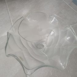 Vintage Handmade Viking Glass Compote Bowl