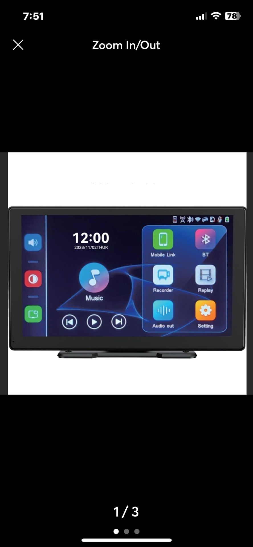 Portable Double Din Car Stereo Apple Carplay and Android Auto, Car Screen for ca