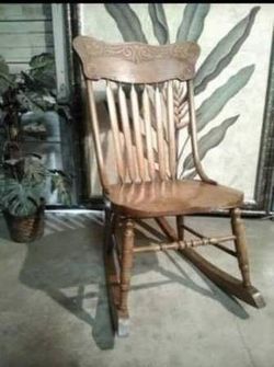 Low Seat Antique Pressed Carved Back Nursing Rocking Chair and Sewing 15" seat