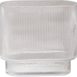 Vintage Ribbed Glass Vase, Clear Glass Vase, Modern Vase, Fluted Glass Vase, Centerpiece Vase for Flowers, Decorative Vase for Living Room, Dining Tab