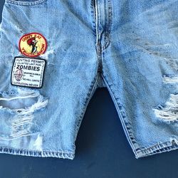 Vintage Hippie Denim Shorts With Patches.