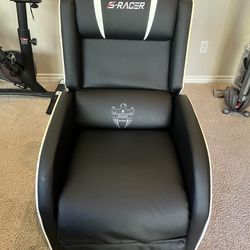 S-Racer Black Gaming Recliner Chair Faux Leather Excellent Condition 