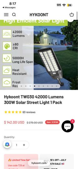 SOLAR LAMP STREET LIGHT BRAND NEW HYKOONT