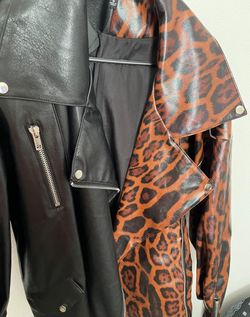 Leopard Faux Oversized Leather Jacket