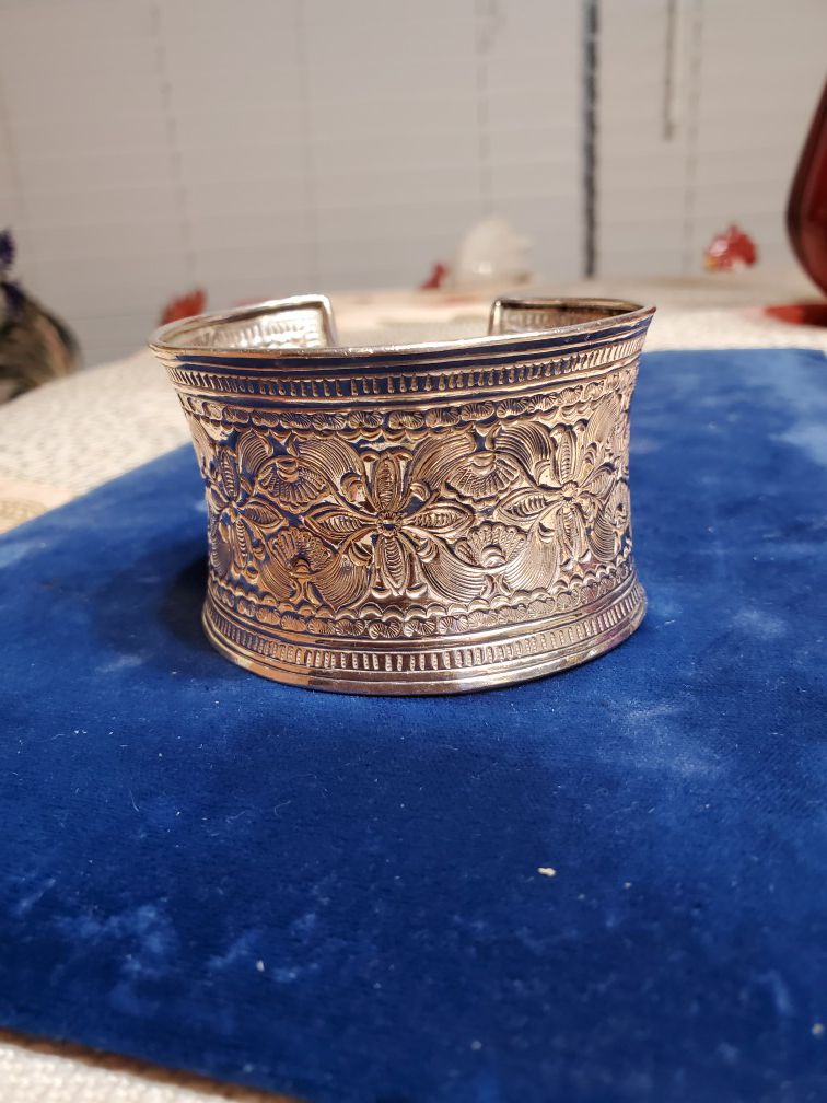 Beautiful wide sterling silver cuff bracelet