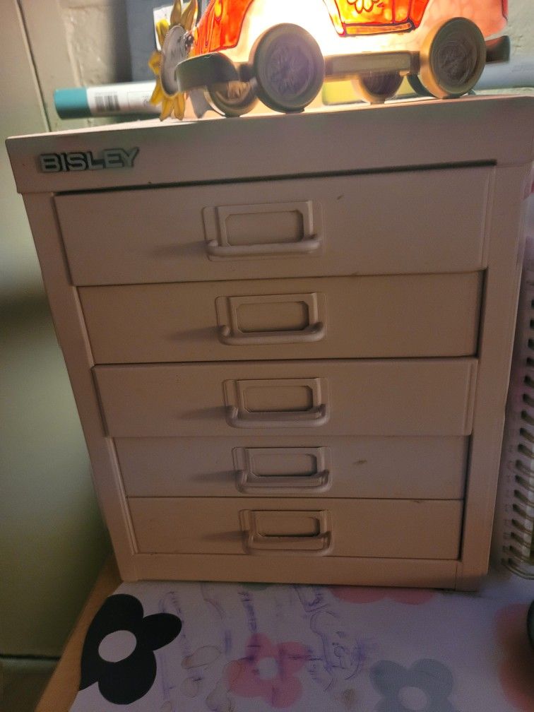 Small pink file cabinet