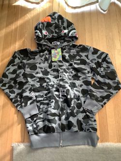 Grey bape hoodie size large