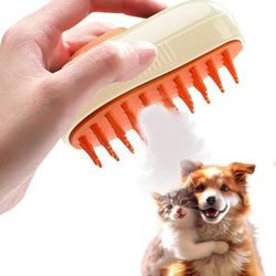 3in1 Steam Brush for Cat Grooming: Defur Comb with Spritz for Effective Shedding Control, Deep Cleaning, and Relaxing Massage