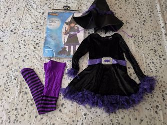 3T-4T Little Girl's Black and Purple Witch Costume