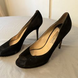 Jimmy Choo Suede Peep Toe Heels 