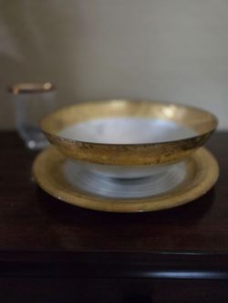 Gold and silver Ceramic Bowl 14 widest $15 platter 12", 15.00 ea,Hurricane 6x6 have 4 $5.00 ea