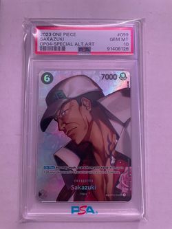 2023 ONE PIECE OP04-KINGDOMS OF INTRIGUE SPECIAL ALTERNATE ART SAKAZUKI PSA 10