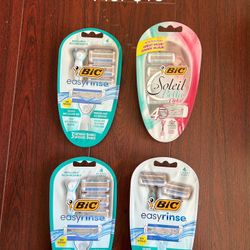 4 Bic Razors: 3 Easy Rinse Razors + 1 Bic Soleli Razors