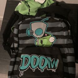 Vintage 2012 Invader Zim Gir Backpack With Hood