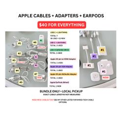 Apple Cables + Adapters + EarPods Bundle