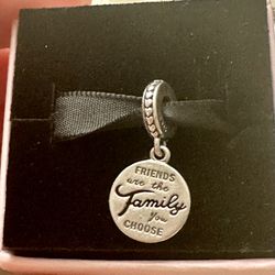 100% Authentic Silver Pandora “Friends Are The Family You Choose” Charm 