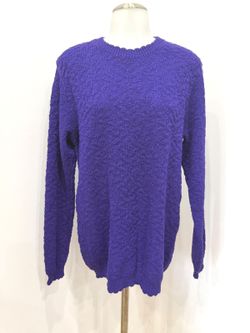 Liz Claiborne Purple Textured Knit Crewneck Sweater Large