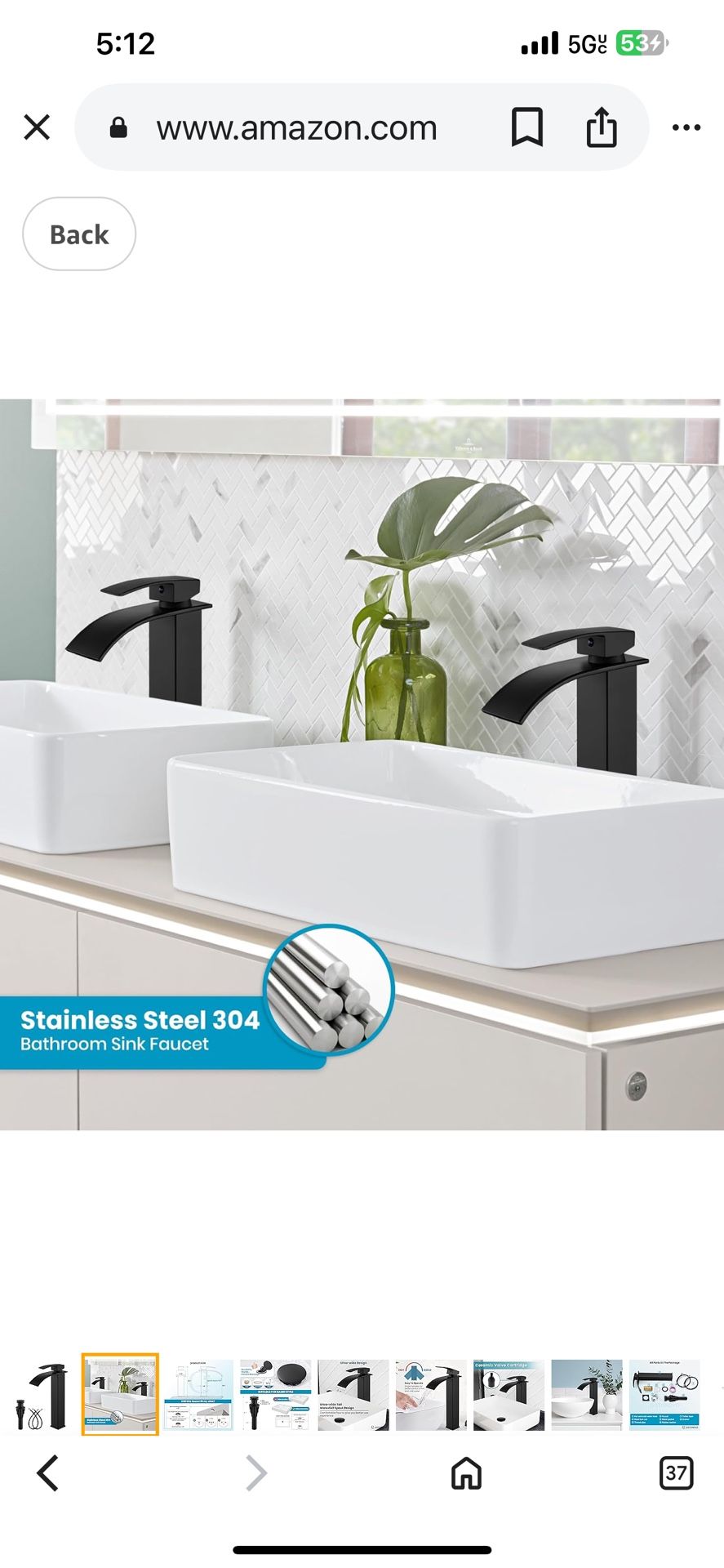 gotonovo Waterfall Tall Bathroom Faucet Single Handle 1 Hole Stainless Steel Vessel Sink Nickel And Gold And Chrome And Black A1