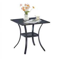 Patio Dining Table Outdoor Metal Square Table with and without Umbrella Hole