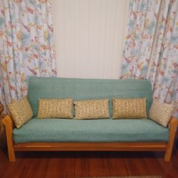 Affordable Futon With Five Decorative Pillows