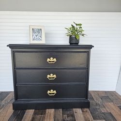 Solid wood dresser 3 drawers  black caviar paint 