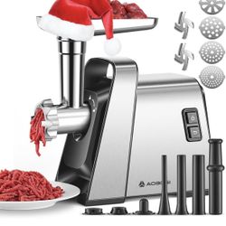 AAOBOSI Meat Grinder Electric, [3000W Max] Meat Grinder Heavy Duty with 2 Stainless Steel Blades & 4 Grinding Plates, Sausage Maker & Kibbe Kit for Ho