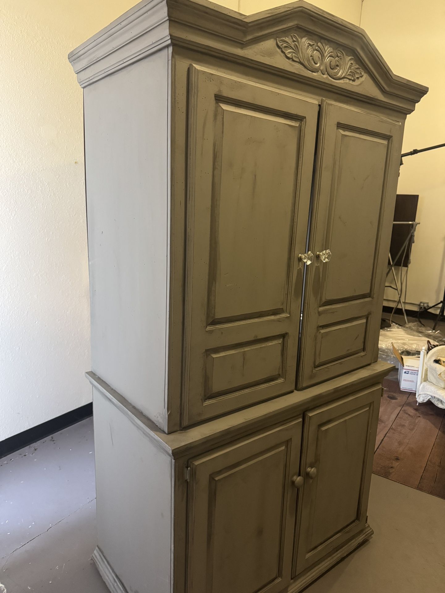 Gray Armoire Wood Cabinet