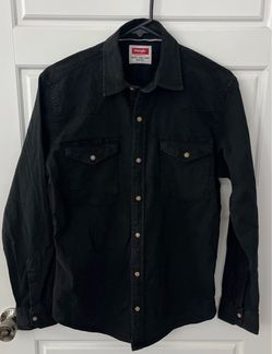 Wrangler Pearl Snap Western Shirt Mens Small Classic Fit Black Long Sleeve