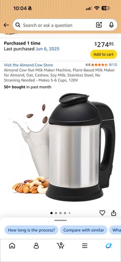 Almond Cow Plant-Based Milk Maker + Glass Container – Excellent Condition