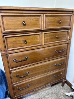 Free Mid-century Solid Wood Dresser 5 Drawers