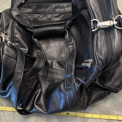 Large Black Faux Leather Overnight Or Gym Bag