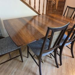Mid Century Walnut Dining Table And Chairs 