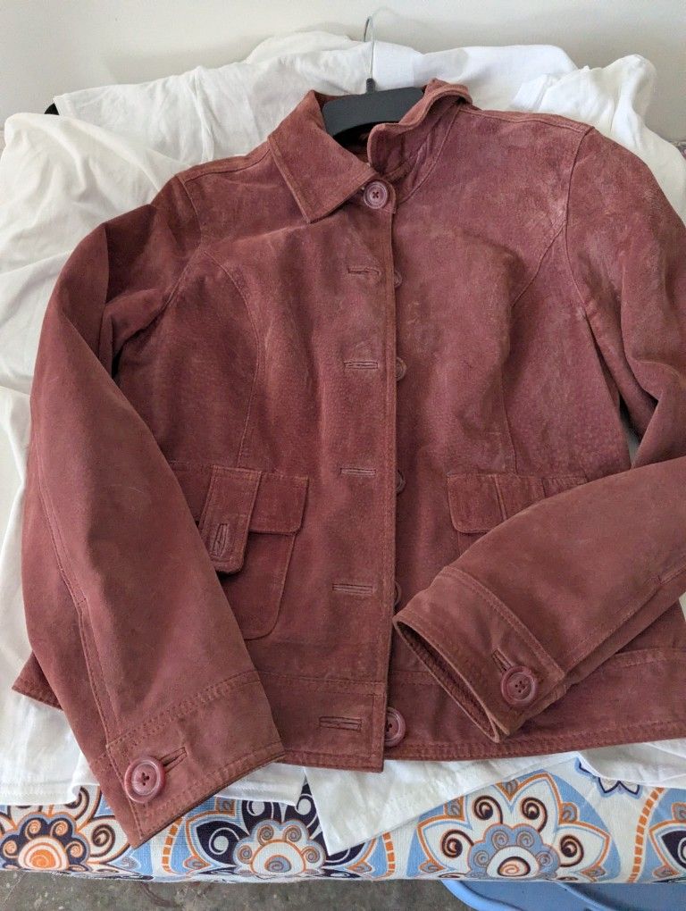 Vintage M  Cherokee Suede Leather Jacket  Mauve Womens Medium 