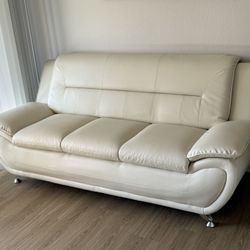 White Faux Leather Sofa