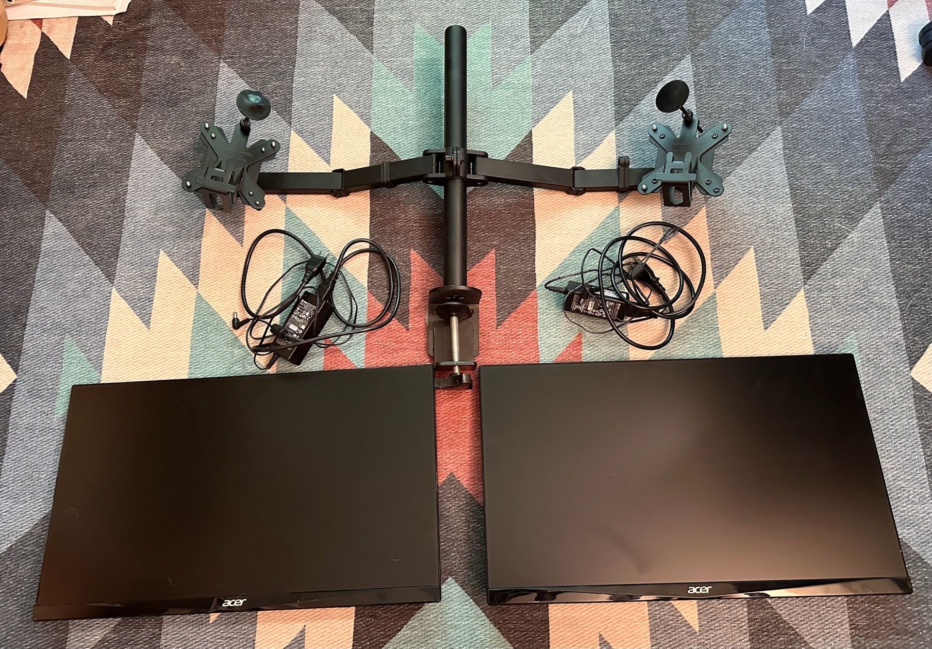 Dual display desk mount WITH two 24” monitors
