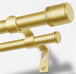 HOTOZON 32-86in Telescoping Curtain Rod 1in Dia Gold Metal Wall Mount Set
